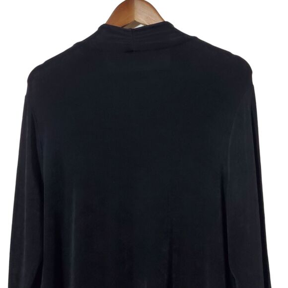 Chicos Travelers Cardigan 2 Large 12 Black Acetate Slinky Open Front Womens - Picture 5 of 9